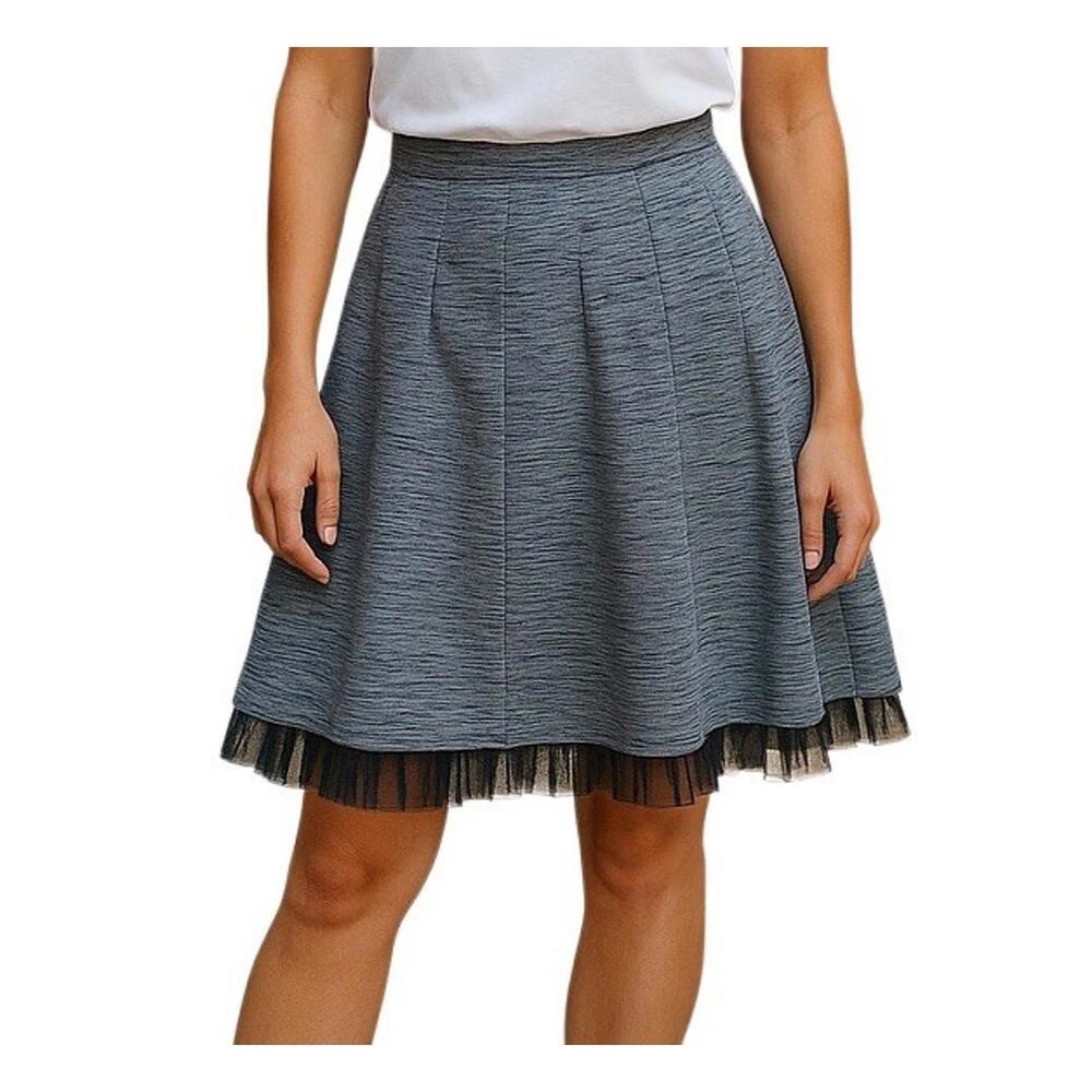 Club Monaco Skirt 6 Black Grey Goth Party Y2K Modi Flare Office Party